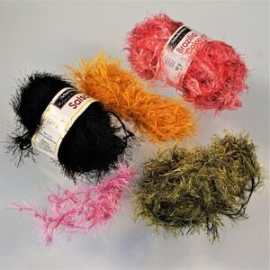 Assorted Eyelash Yarn Remnants Destash Mixed Lot Knitting Crochet
